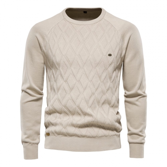 Aiopeson Argyle Basic Men Sweaters Solid Color O-neck Long Sleeve Knitted Male Pullover Winter Fashion New Warm Sweaters For Men
