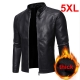Mens Pu Leather Jacket Motorcycle Biker Men-s Jackets 2021 Autumn Winter Warm Black Outdoor Outwear Coats 5Xl Plus Szie