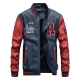 Men Embroidery Baseball Jackets Pu Leather Coats Slim Fit College  Fleece Pilot Leather Jackets