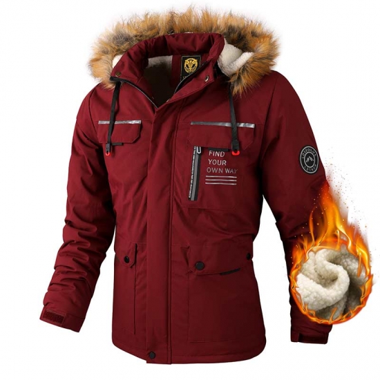 2022 Winter New Fleece Warm Thick Parkas Men Fashion Hooded Fur Collar Windproof Parka Jacket Coat Men Classic Casual Jacket Men