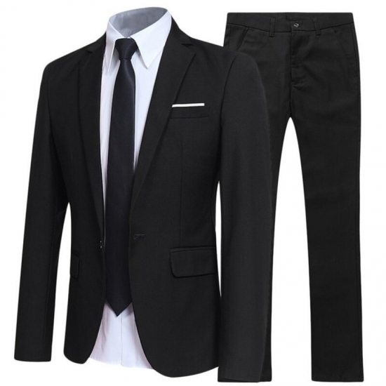 Men Blazers 2 Pieces Sets Formal 3 Suits Full Business Korean 2022 Pants Blue Coats Wedding Elegant Jackets Luxury