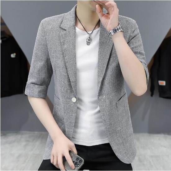 Summer Mid Sleeved Suit Men-s Youth Slim Fit Small Suit Formal Single Suit Top Jacket