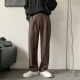Brown-Black Suit Pants Men Fashion Society Mens Dress Pants Korean Loose Straight Casual Pants Mens Office Formal Trousers S-3Xl