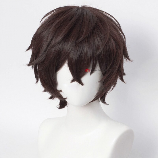 Dazai Osamu Wig Anime Bungo Stray Dogs Cosplay Short Brown Black Heat Resistant Synthetic Hair Halloween Party Wigs + Wig Cap