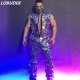 Reflective Laser Sequins Sleeveless Jumpsuit Mirror Overalls Men Singer Bar Nightclub Hip Hop Rock Dance Costume Band Stage Wear