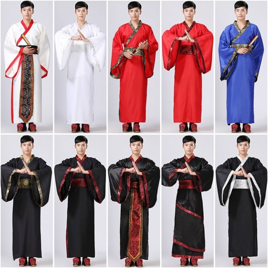 10Color Mens Hanfu Traditional Chinese Clothing Ancient Costume Festival Outfit Stage Performance Clothing Folk Dance Costumes