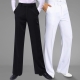 Mens Black White Color Latin Modern Ballroom Performance Trousers Adult Men Chacha Samba Rumba Latin Dance Standard Pants