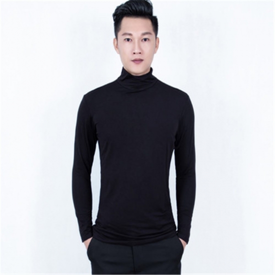 Men Male Modern Latin Dance Shirt Square Dance Breathable Sweat-absorbent Long-sleeved Jumper Dance Top Practice Clothes