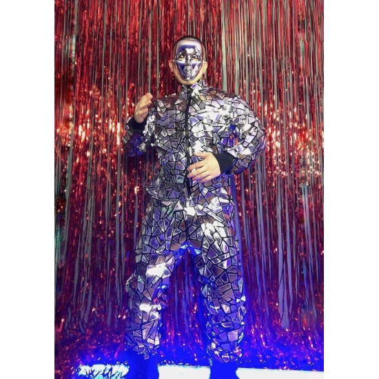 Sparkly Sequin Jumpsuit Nightclub Birthday Prom Party Outfit Men Dancer Singer Stage Show One Piece Costume