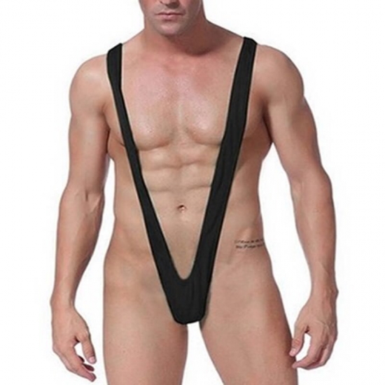 Sexy Panties Men-s Erotic Lingerie Swimsuit Straps Borat Mankini One-piece V Sling Stretch Singlet Bodysuit Underweat Stretch