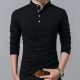 2022 Spring Mens Tshirt Long Sleeve Stand Basic Solid Blouse Tee Shirt Top Casual Cotton T-shirt Men Undershirt
