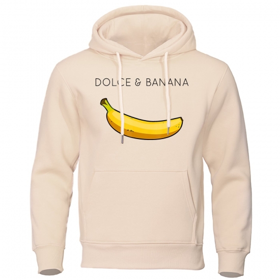Dolce -amp; Banana Cute Printed Men Hoodie Loose Casual Clothing Fashion Warm Fleece Hoodies Personality Street Hip Hop Sweatshirt