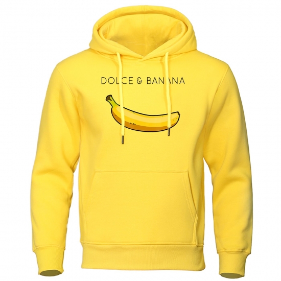 Dolce -amp; Banana Cute Printed Men Hoodie Loose Casual Clothing Fashion Warm Fleece Hoodies Personality Street Hip Hop Sweatshirt