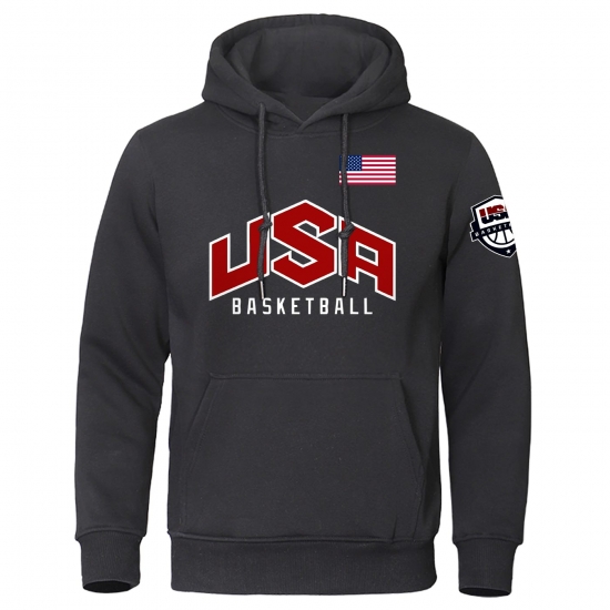Usa Basketballer Printed Sports Hoodie Men Warm Full Sleeve Fleece Comfortable Clothes Autumn Fashion Street Sweatshirts Man