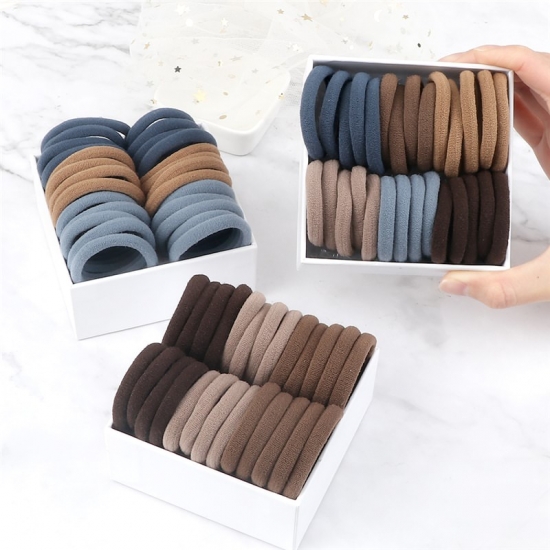 50Pcs-Set Women Girls Basic Hair Bands 4Cm Simple Solid Colors Elastic Headband Hair Ropes Ties Hair Accessories Ponytail Holder