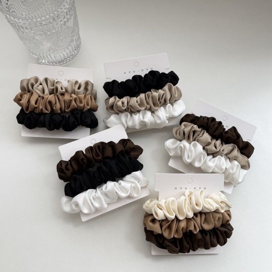 3Pcs-Set Silk Satin Scrunchies Women Solid Color Hair Rope Elegant Ponytail Holder Rubber Band Elastic Hairband Hair Accessories