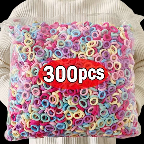 100-300Pcs-Set Women Girls Colorful Nylon Elastic Hair Bands Ponytail Hold Hair Tie Rubber Bands Scrunchie Hair Accessories