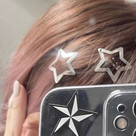 10-50Pcs Silver Star Bb Hairclips Girls Y2K Cute Star Barrettes Women Simple Snap Clip Metal Headdress Jewelry Hair Accessories