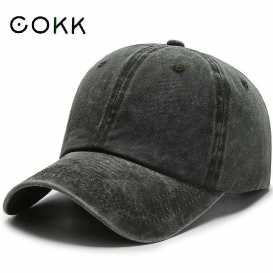 Cokk Washed Cotton Adjustable Solid Color Baseball Cap Women Men Unisex Couple Cap Fashion Dad Hat Snapback Cap High Quality