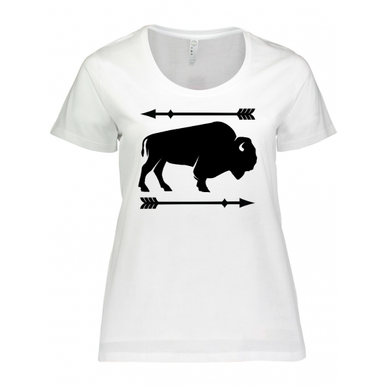 Inktastic Buffalo Cute Animal Western Adult Women's Plus Size T-Shirt Female White 4X