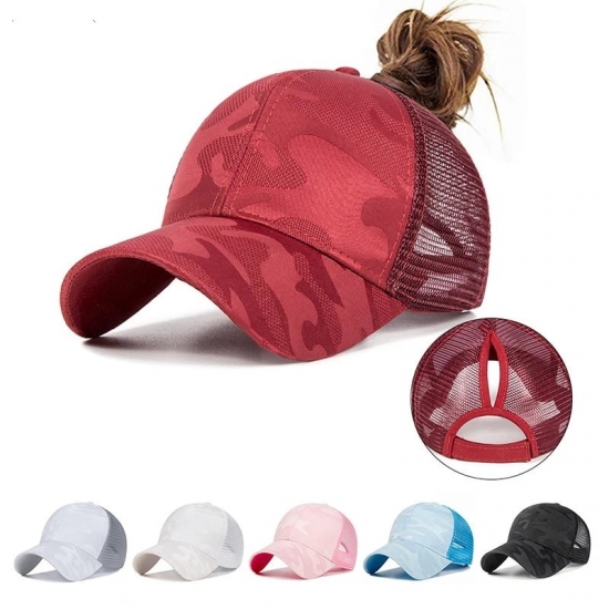 2021 Women-s Ponytail Baseball Cap Mesh Camouflage Summer Leisure Simple Snapback Cap Outdoor Streetwear Sport Hat For Women Men