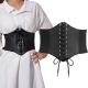 Women-s Corset Belt Gothic Fashion Pu Leather Female Lace-up Corset Belts Slimming Waist Vintage Corset Black Wide Belt For Girl