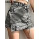 Deat Fashion Women-s Denim Skirt New High Waist Irregular Chain Spliced Gray Above Knee Skirts Female Tide Summer 2023 17A1443