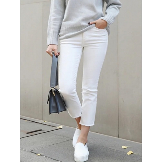 White Crop Jeans Women Straight Leg Fashion Cozy Soft Y2K Streetwear Boyfriend Denim Pants White Jeans For Women Clothing 2023