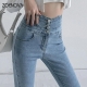 Zoenova  Skinny Pencil Jeans Four Buttons Vintage High Waist Women Slim Stretch Denim Pants Tight Trousers 2022 Women-s Pants