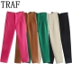 Traf 2023 Pencil Women Pants 28 Color High Waist Pants For Women White Black Streetwear Woman Trousers Summer Office Wear Pants