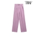 Traf Women Chic Fashion Office Wear Straight Pants Vintage High Waist Zipper Fly Female Trousers Mujer
