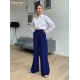 Clacive Blue Office Women-s Pants 2021 Fashion Loose Full Length Ladies Trousers Casual High Waist Wide Pants For Women