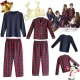 1byone Christmas Plaid Pajamas Long Sleeve Kids Sleepsuit Cotton Pyjamas Set Home Nightwear Sleepwear for Kids
