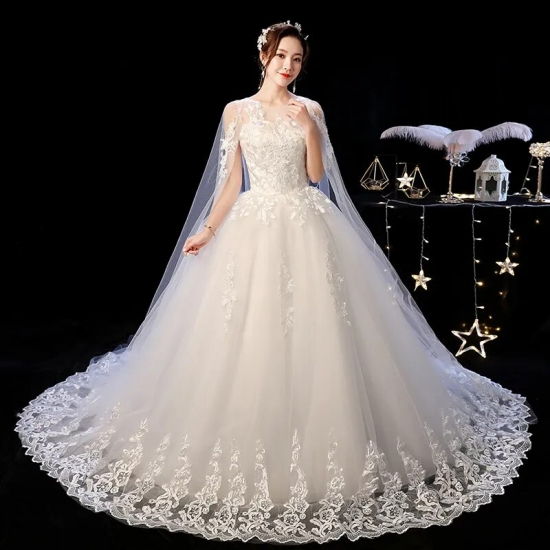 Wedding Dress 2023 New Elelgant Court Train Lace Embroidery Princess Vintage Wedding Dresse Plus Szie Wedding Gowns