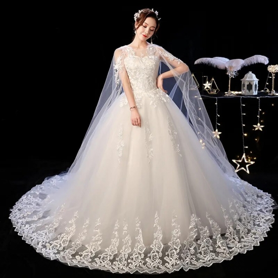 Wedding Dress 2023 New Elelgant Court Train Lace Embroidery Princess Vintage Wedding Dresse Plus Szie Wedding Gowns