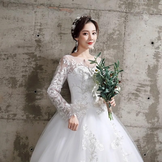 Wedding Dress 2023 New Birde Long Sleeve Ball Gown Luxury Lace Wedding Dresses Vestido De Noiva Robe De Mariee Plus Size