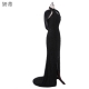 Elegant Black Open Back Chiffon Mermaid Prom Dresses 2018 Halter Neck Beading Sequin Off The Shoulder Sleeveless Evening Dress