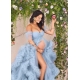Light Sky Blue Prom Dresses Women Tiered Ruffles Evening Gown Front Split Flowy Maternity Photoshoot Dress Robes Soirées