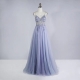 Beaded Crystal Prom Dresses 2023 Long Sexy See Through A-line Split Tulle V Neck Spaghetti Strap Evening Formal Gown