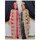 African Party  Lace Embroidered Coat And  Pressed Diamond Pattern Long Dress With Scarf  For Lady (Lscp#)