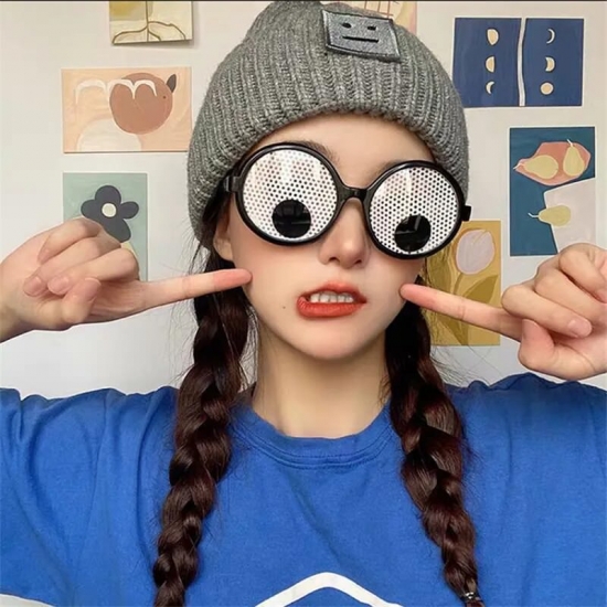 Creative Cute Will Turn The Eyeball Round Frame Funny Birthday Party Glasses Cosplay Festival Entertainment Game Costume Props