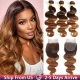 Ombre Body Wave Bundles With Closure Brazilian Human Hair Weave Bundles With Closure T4-30 Colored Bundles With Lace Closure