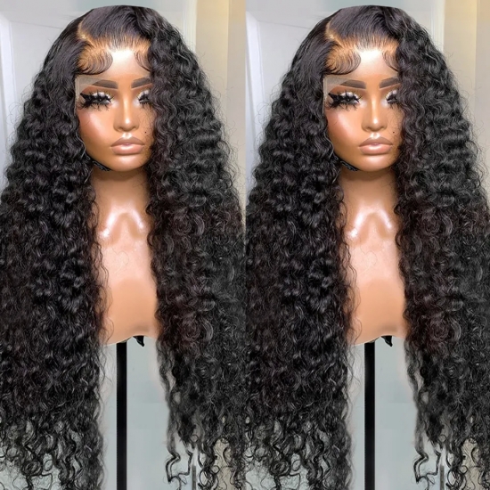 13X4 Lace Front Human Hair Wigs Brazilian Deep Wave Frontal Wig 360 Lace Frontal Curly Human Hair Wigs Preplucked Wig For Women