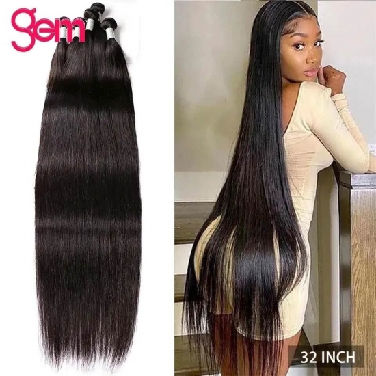 Peruvian 100% Human Hair Straight Bundles Weaving Weave For Black Women 3 4 Bundles Deal Natural 30 Inch Bundle Hair Extensions