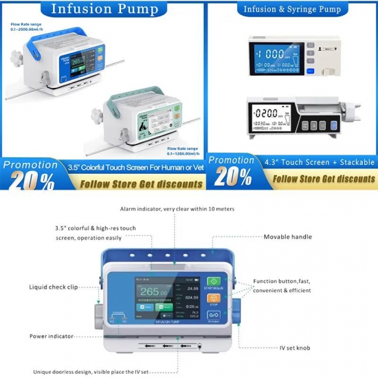 Syringe Pump Infusion Pump Infusion Warmer Nutrition Pump Lcd Real-time Alarm Rechargable Battery（Human Or Veterinary Use)