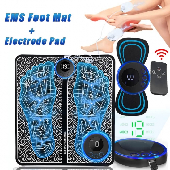 Ems Foot Massager Pad Portable Foldable Massage Mat Pulse Muscle Stimulation Improve Blood Circulation Relief Pain Relax Feet