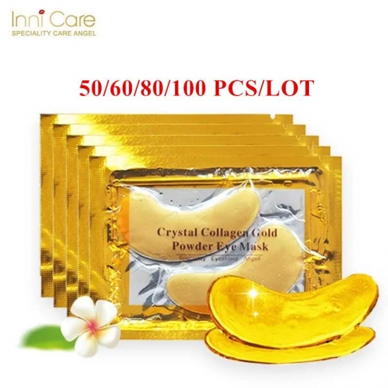 Innicare 50-60-80-100 Pcs Crystal Collagen Gold Eye Mask Dark Circles Acne Beauty Patches For Eye Skin Care Korean Cosmetics