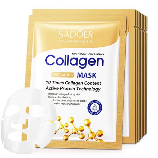 10Pcs Anti-wrinkle Collagen Face Mask Moisturizing Anti-aging Repair Brightening Skincare Face Sheet Mask Facial Masks Skin Care