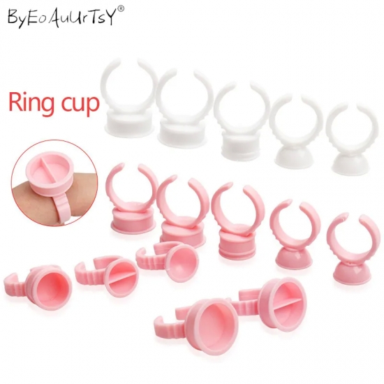 100Pcs Disposable Ring Caps Microblading Tattoo Ink Cup For Permanent Pigment Holder Rings Accessories Makeup Tattoo Tools