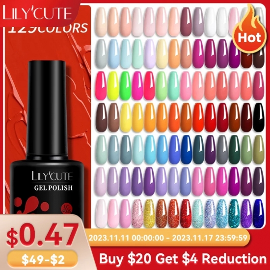 Lilycute 129 Colors 7Ml Nail Gel Polish Nail Supplies Vernis Semi Permanent Nail Art Manicure Soak Off Led Uv Gel Nail Varnishes